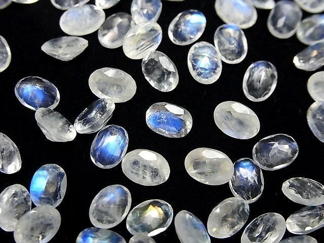 【動画】宝石質レインボームーンストーンAAA- ルース オーバルファセットカット7×5mm 3粒 サムネイル3