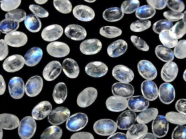 【動画】宝石質レインボームーンストーンAAA- ルース オーバルファセットカット7×5mm 3粒 サムネイル4