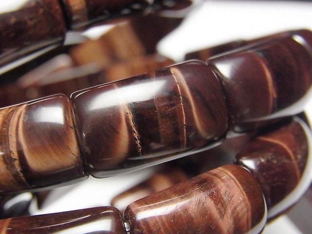 【動画】レッドタイガーアイAAA- 2つ穴レクタングル16×10×6mm 1連(バングルブレス)の画像