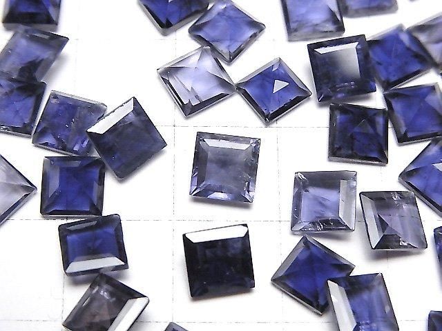 【動画】宝石質アイオライトAAA- ルース スクエアファセットカット6×6mm 3粒 サムネイル2
