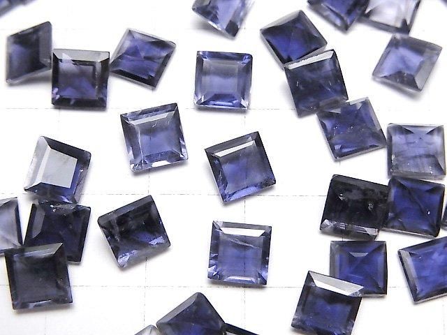 【動画】宝石質アイオライトAAA- ルース スクエアファセットカット6×6mm 3粒 サムネイル3