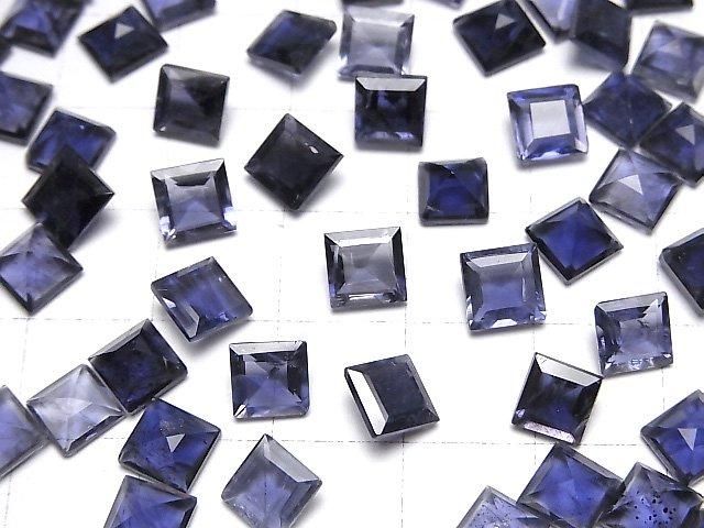 【動画】宝石質アイオライトAAA- ルース スクエアファセットカット6×6mm 3粒 サムネイル4