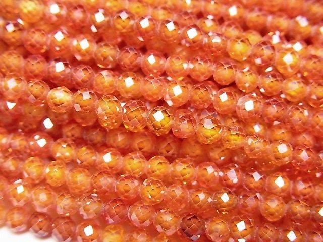 【動画】【素晴らしい輝き】キュービックジルコニアAAA ラウンドカット3mm 【ダークオレンジ】 1連(約35cm)の画像