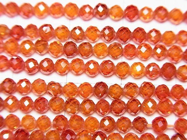 【動画】【素晴らしい輝き】キュービックジルコニアAAA ラウンドカット3mm 【ダークオレンジ】 1連(約35cm) サムネイル2