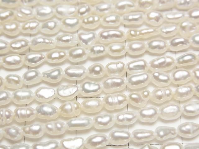 【動画】淡水真珠 ケシパールAA+ バロック4~6mm ホワイト 1連(約33cm) サムネイル2