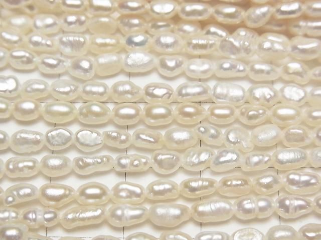 【動画】淡水真珠 ケシパールAA ライス〜バロック4~5mm ホワイト 1連(約33cm) サムネイル2
