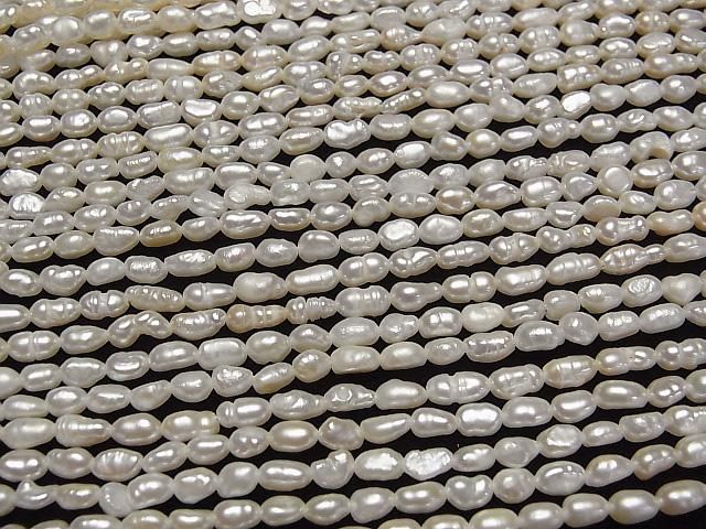 【動画】淡水真珠 ケシパールAA ライス〜バロック4~5mm ホワイト 1連(約33cm) サムネイル3