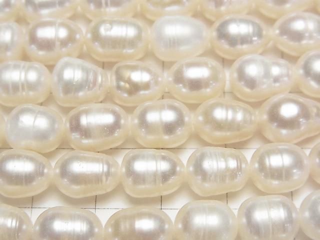【動画】淡水真珠AA ライス10×8×8mm ホワイト 1連(約33cm) サムネイル2