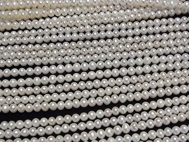 【動画】淡水真珠AAA セミラウンド〜ポテト3.5mm ホワイト 半連/1連(約38cm) サムネイル3