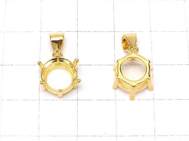 【動画】Silver925 6本爪ペンダント空枠 ラウンドファセットカット10mm 18KGP 1個 サムネイル2