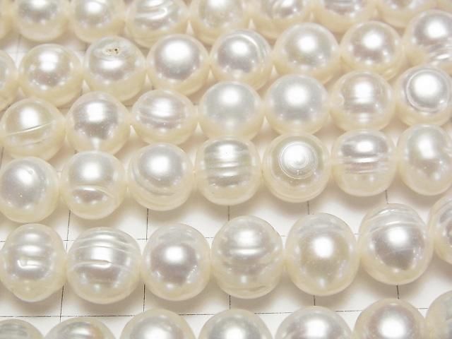 【動画】淡水真珠AA 縞入りポテト9~10mm ホワイト 1連(約34cm) サムネイル2