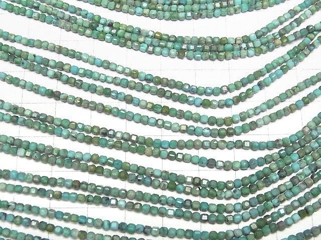 【動画】【素晴らしい輝き】ターコイズAA++ 極小キューブカット2×2×2mm 1連(約38cm) サムネイル3
