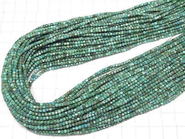 【動画】【素晴らしい輝き】ターコイズAA++ 極小キューブカット2×2×2mm 1連(約38cm) サムネイル4