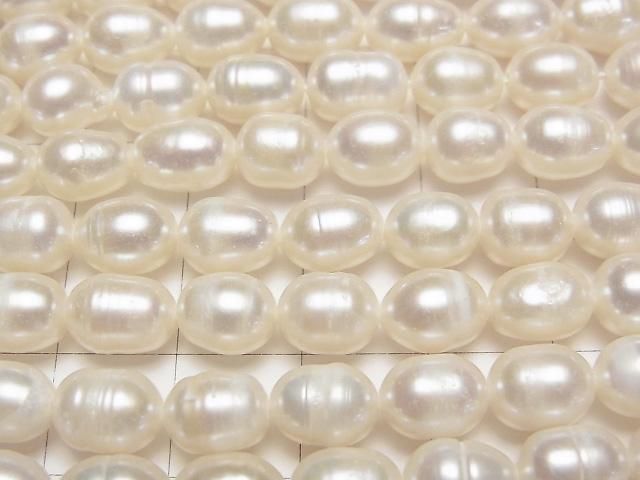 【動画】淡水真珠AA ライス8×6×6mm ホワイト 1連(約33cm) サムネイル2