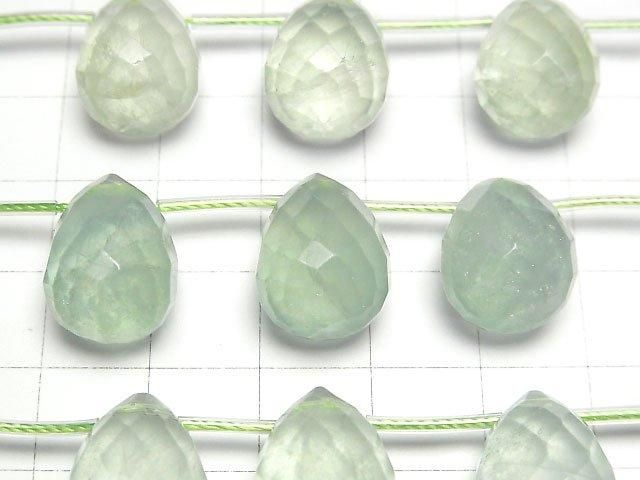 【動画】グリーンフローライトAA++ 大粒ドロップブリオレットカット18×13×13mm 1連(約15cm) サムネイル2