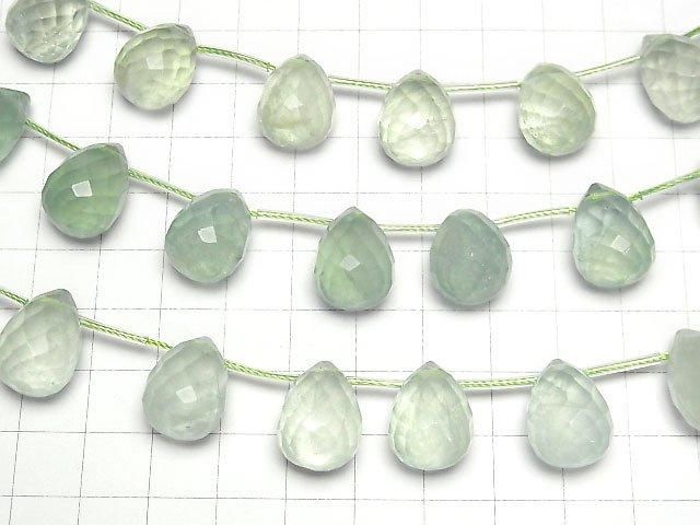 【動画】グリーンフローライトAA++ 大粒ドロップブリオレットカット18×13×13mm 1連(約15cm) サムネイル3