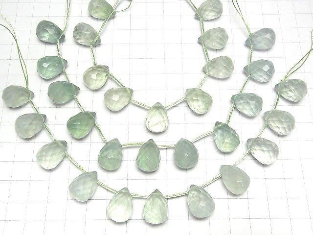 【動画】グリーンフローライトAA++ 大粒ドロップブリオレットカット18×13×13mm 1連(約15cm) サムネイル4