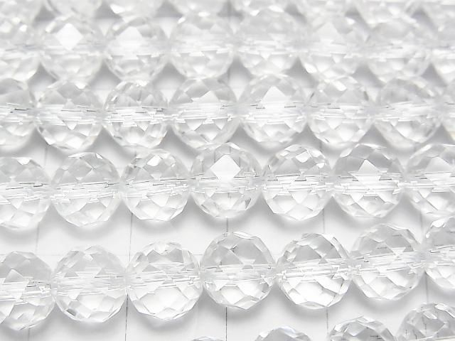【動画】【素晴らしい輝き】クリスタル(溶錬水晶)AAA 64面セミラウンドカット8mm 1連(約36cm) サムネイル2