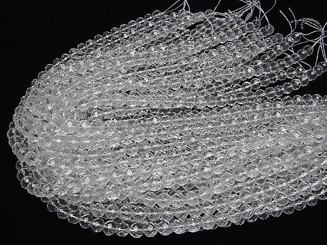 【動画】【素晴らしい輝き】クリスタル(溶錬水晶)AAA 64面セミラウンドカット8mm 1連(約36cm) サムネイル4