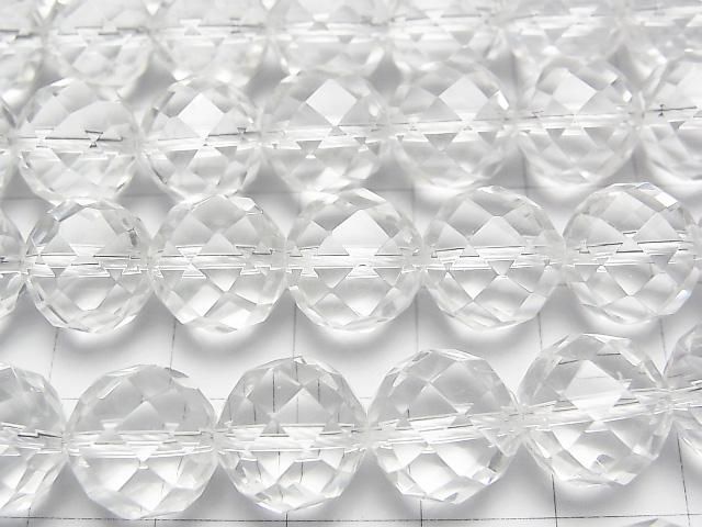 【動画】【素晴らしい輝き】クリスタル(溶錬水晶)AAA 64面セミラウンドカット12mm 半連/1連(約35cm) サムネイル2