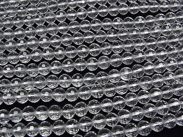 【動画】【素晴らしい輝き】クリスタル(溶錬水晶)AAA 128面セミラウンドカット6mm 1連(約36cm) サムネイル3