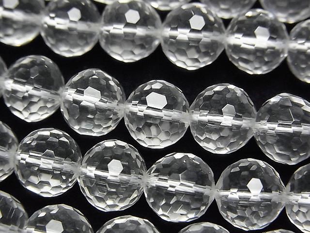 【動画】【素晴らしい輝き】クリスタル(溶錬水晶)AAA 128面セミラウンドカット10mm 1連(約36cm)の画像