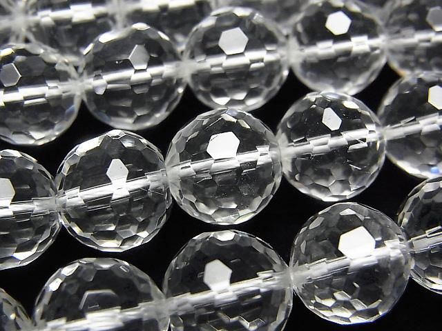 【動画】【素晴らしい輝き】クリスタル(溶錬水晶)AAA 128面セミラウンドカット12mm 半連/1連(約35cm)の画像