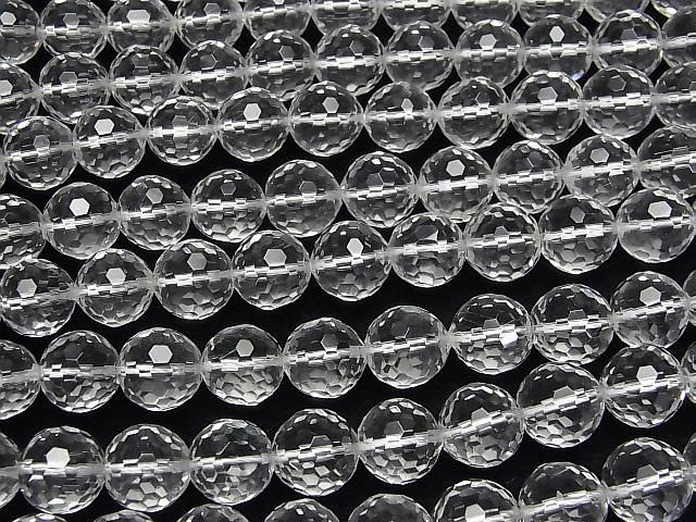 【動画】【素晴らしい輝き】クリスタル(溶錬水晶)AAA 128面セミラウンドカット12mm 半連/1連(約35cm) サムネイル3