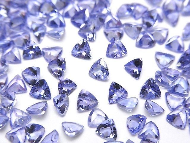 【動画】宝石質タンザナイトAAA ルース トライアングルファセットカット4×4mm 2粒の画像