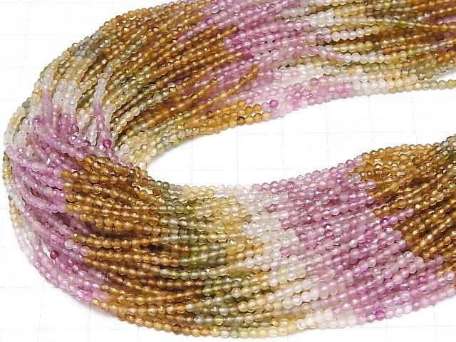 【動画】【素晴らしい輝き】マルチカラートルマリンAA++ 極小ラウンドカット2mm 1連(約37cm) サムネイル4