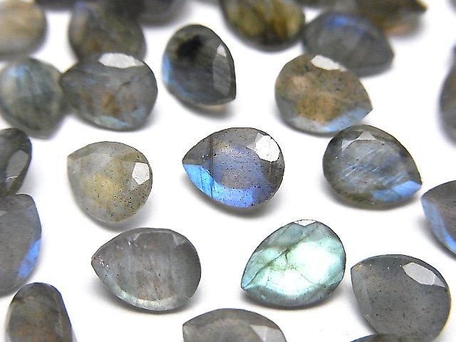 【動画】宝石質ラブラドライトAA++ ペアシェイプファセットカット8×6mm 5粒の画像