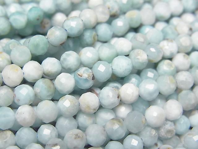 【動画】【素晴らしい輝き】ラリマーAA+ ラウンドカット4mm 半連/1連(約36cm)の画像
