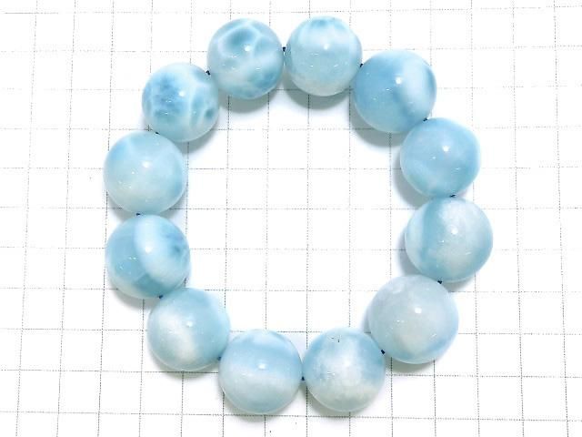 【動画】【1点もの】高品質ラリマーAAA ラウンド19.5mm 1連(ブレス) NO.1 サムネイル2