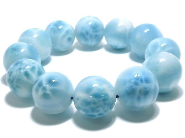 【動画】【1点もの】高品質ラリマーAAA ラウンド19.5mm 1連(ブレス) NO.1 サムネイル4