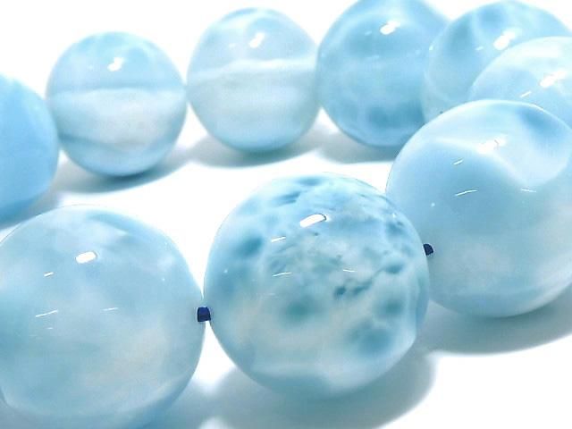 【動画】【1点もの】高品質ラリマーAAA ラウンド20mm 1連(ブレス) NO.2の画像