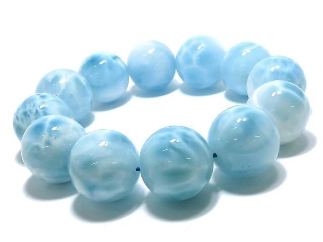 【動画】【1点もの】高品質ラリマーAAA ラウンド20mm 1連(ブレス) NO.2 サムネイル4