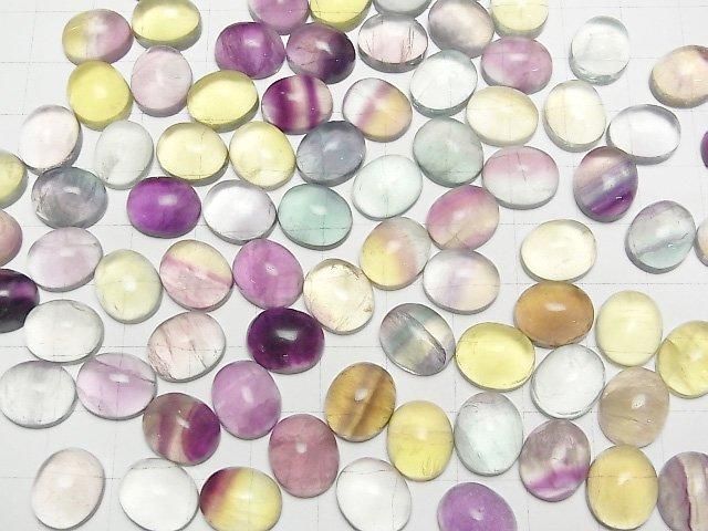 【動画】マルチカラーフローライトAAA- オーバル カボション12×10mm 【パステル】 3個 サムネイル4
