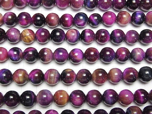 【動画】ミックスカラータイガーアイAA++ ラウンド10.5mm 1連(約36cm) サムネイル3