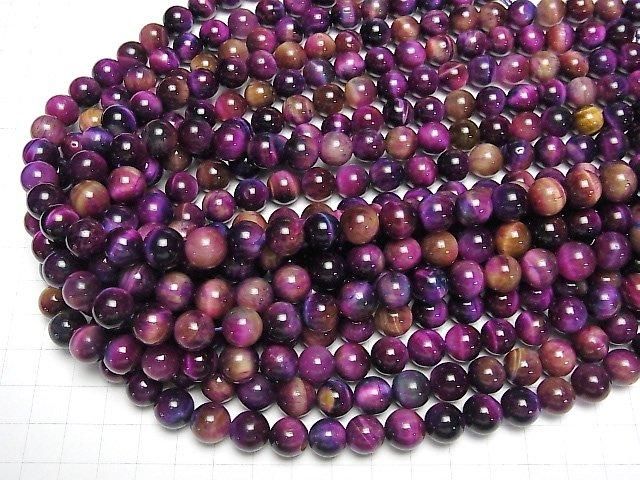 【動画】ミックスカラータイガーアイAA++ ラウンド10.5mm 1連(約36cm) サムネイル4