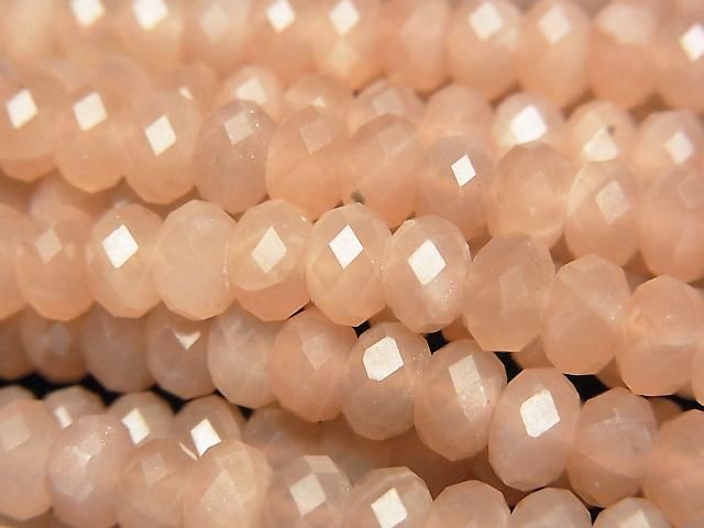 【動画】【素晴らしい輝き】オレンジムーンストーンAA++ ボタンカット6×6×4mm 1連(約37cm)の画像