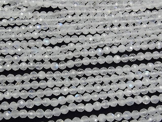 【動画】【素晴らしい輝き】レインボームーンストーンAA++ ラウンドカット4mm 1連(約37cm) サムネイル3