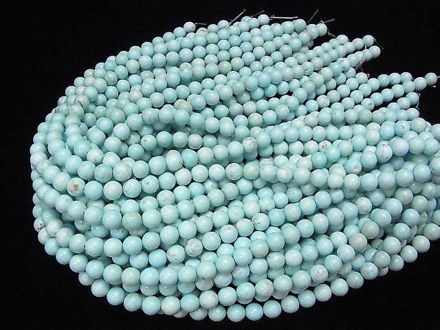 【動画】マグネサイトターコイズ ライトブルーカラー ラウンド8mm 1連(約37cm) サムネイル4