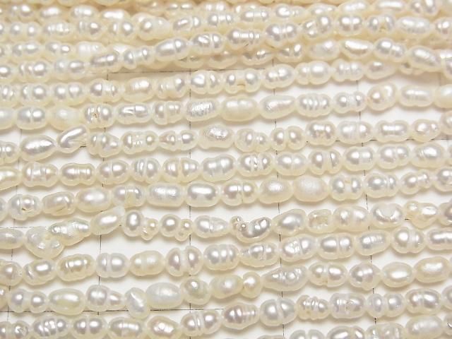 【動画】淡水真珠ケシパールAA ライス~バロック5×3×3mm ホワイト 1連(約33cm) サムネイル2