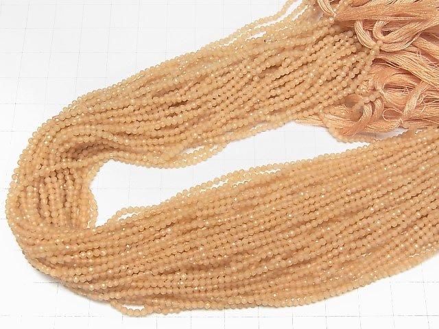 【動画】【素晴らしい輝き】ペールオレンジジェード 極小ラウンドカット2mm 1連(約29cm) サムネイル4