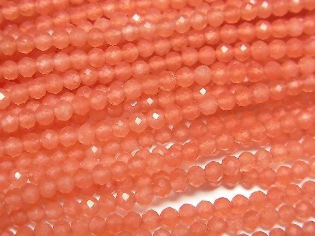 【動画】【素晴らしい輝き】オレンジジェード 極小ラウンドカット2mm 1連(約29cm)の画像