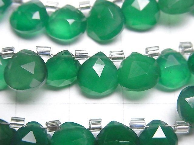 【動画】宝石質グリーンオニキスAAA マロン ブリオレットカット8×8mm 半連/1連(約28粒) サムネイル2