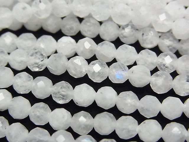 【動画】【素晴らしい輝き】レインボームーンストーンAA ラウンドカット4mm 1連(約37cm)の画像