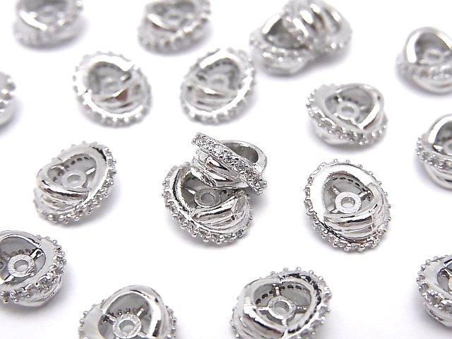 メタルパーツ ロンデル7×7×4mm シルバー(CZ付) 2個の画像