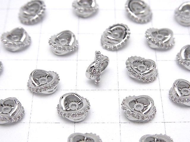 メタルパーツ ロンデル7×7×4mm シルバー(CZ付) 2個 サムネイル2