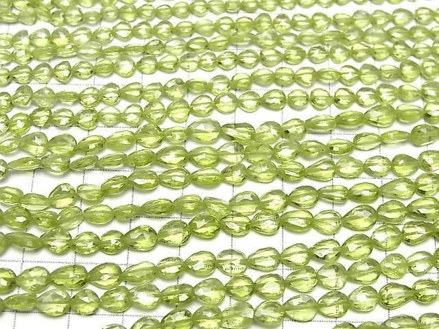 【動画】宝石質ペリドットAAA 縦穴ペアシェイプカット 半連/1連(約22cm) サムネイル4